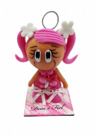 Boneca bisqui porta recado Rosa  cabelo ROSA   Mdf