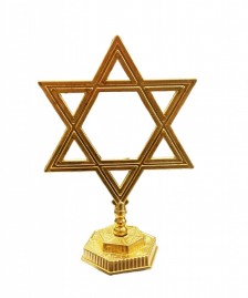 Candelabro Menora Estrela De Davi Dourado 24cm