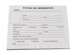 Pacote Com 20 Fichas De Membros. 14x19 Cm