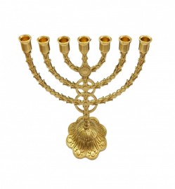 Candelabro Menor Cristo Israel Judaico Igreja Dourado 30cm