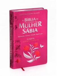 B�blia De Estudo Da Mulher S�bia Letra Grande Harpa E �ndice Rosa pink 